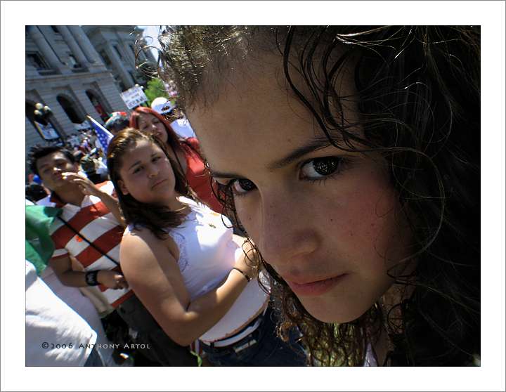 Demonstrators in front of the Colorado State Capitol