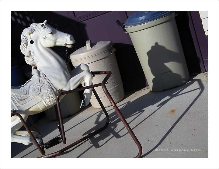 i rifiuti può ed il cavallo bianco plastico